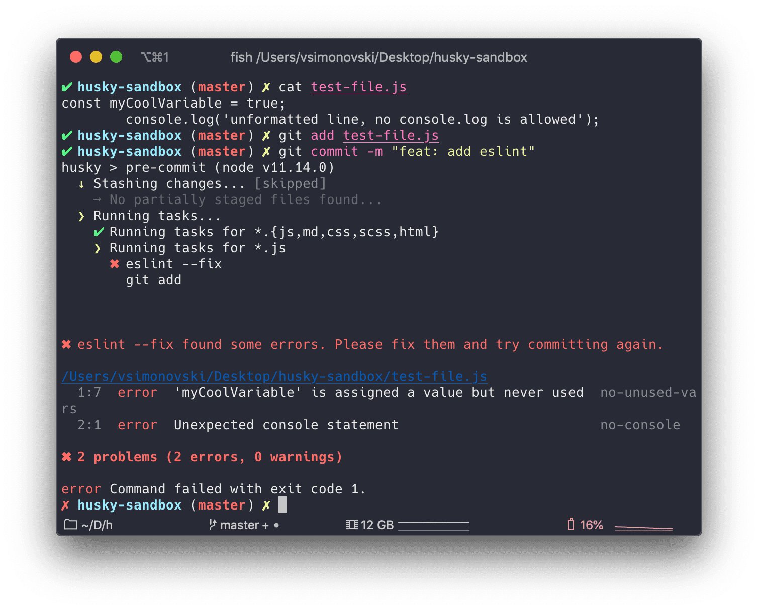 eslint error